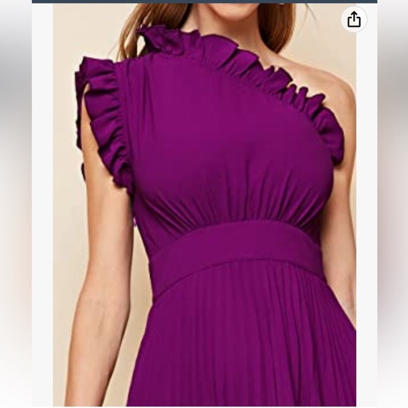 M. Boho Ruffle Trim One Shoulder Sleeveless Pleated Long Dress M. - Picture 3 of 16